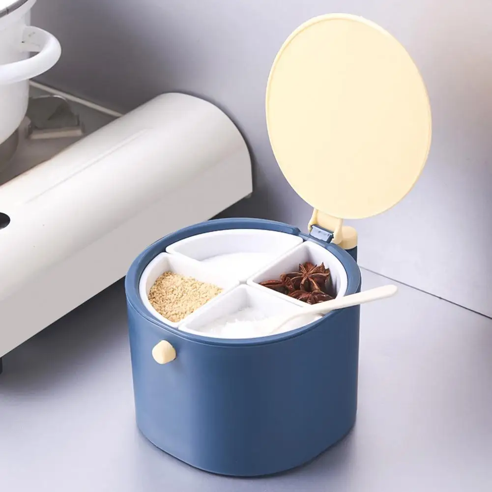 

4 Compartments Condiment Jars Seasoning Storage Box Container Kitchen Accessory Tools Gadget Tableware