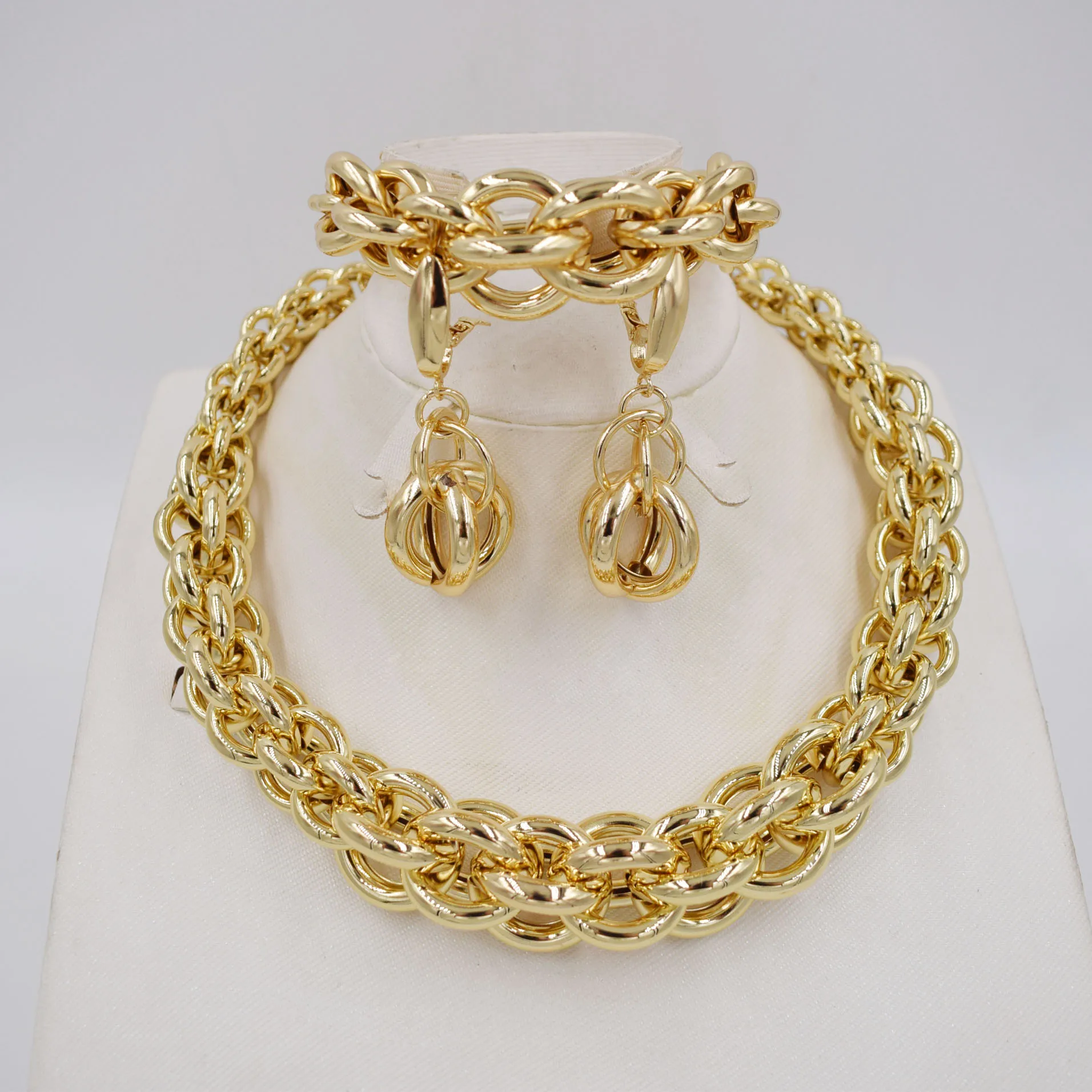 Высококачественные ювелирные изделия Ltaly 750 золотого цвета большой комплект для