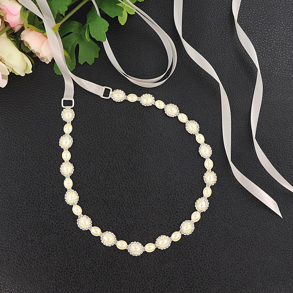 

TRiXY S300 Thin Rhinestone Belt Women Dress Belts Pearl Belts Skinny Belt for Formal Dress Ribbon Belt for Wedding Dress Belt