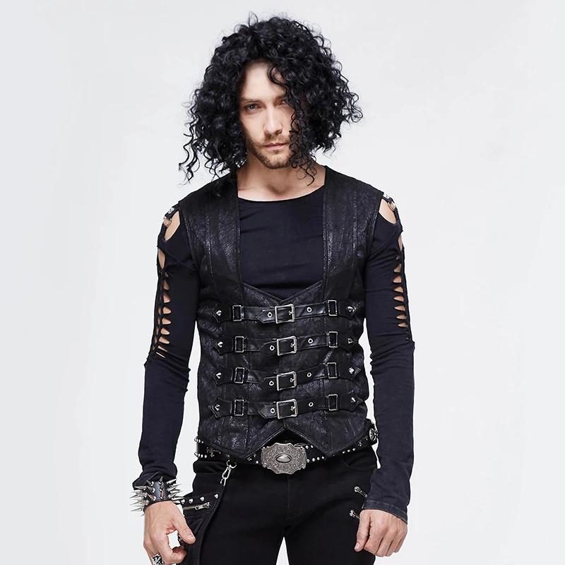 Devil Fashion 2020 Винтажный Мужской жилет панк без рукавов с пряжкой Дворцовая
