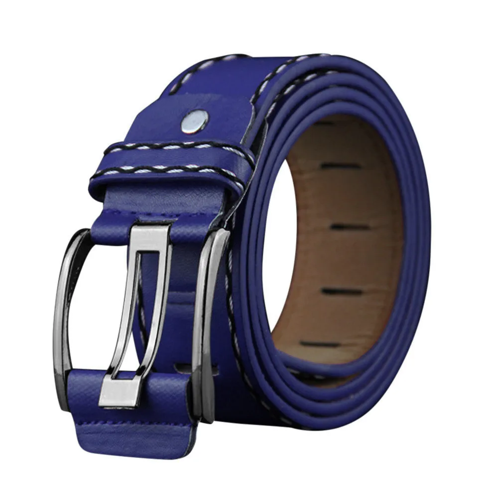 Красный Элегантный роскошный кожаный ремень с гладкой пряжкой пояс для отдыха