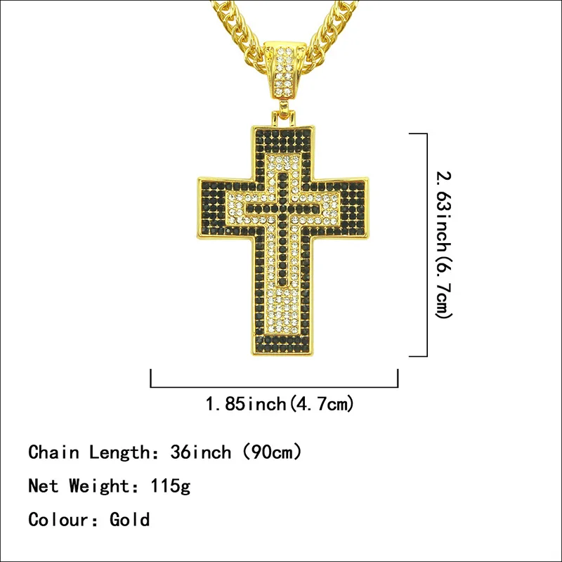 Ожерелье с подвеской в стиле хип-хоп стразы украшенные камнями ледяной крест для
