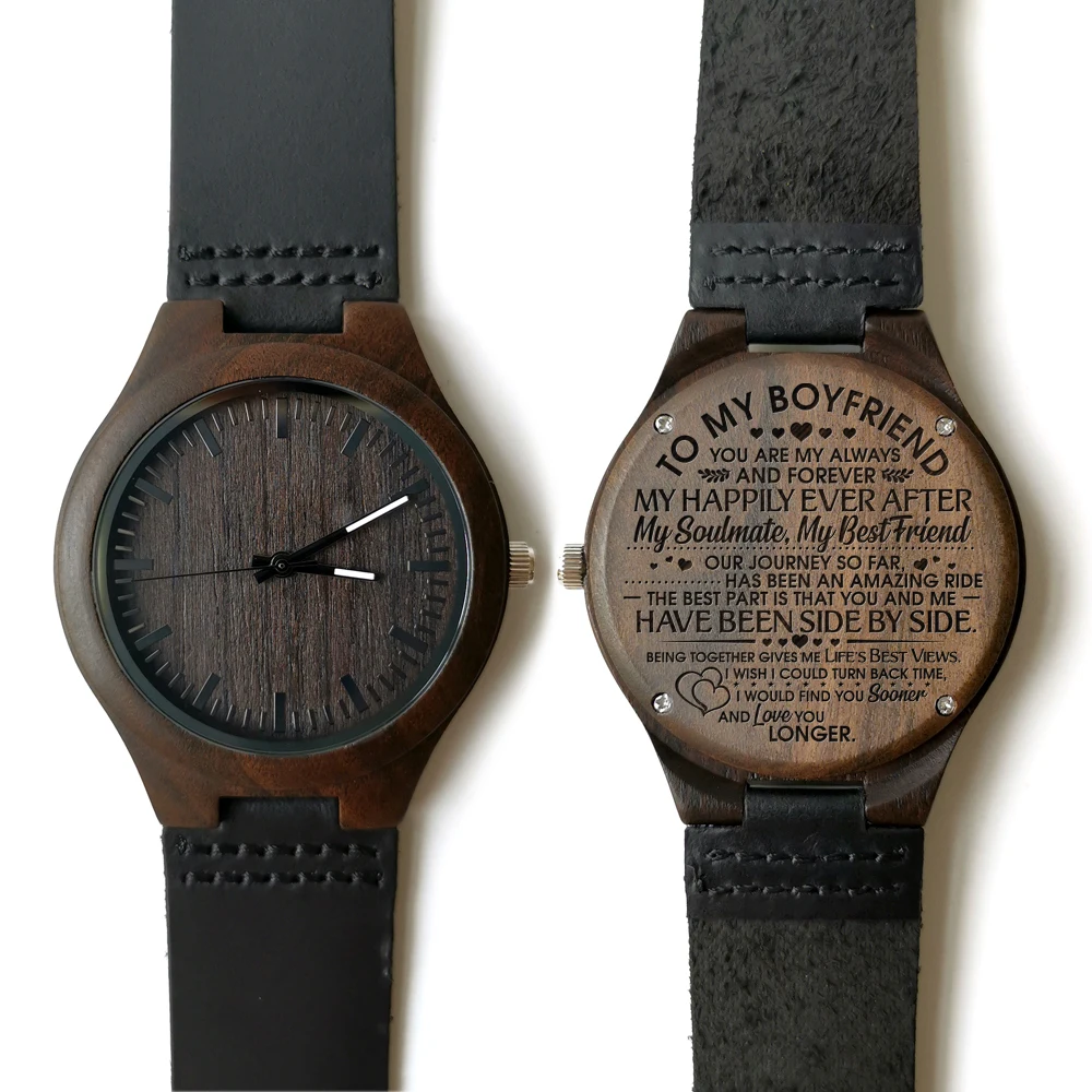 To My Boyfriend - For Husband Or Engraved Wooden Watch Luxury Men Watches Birthday Holiday Anniversary Gifts | Наручные часы