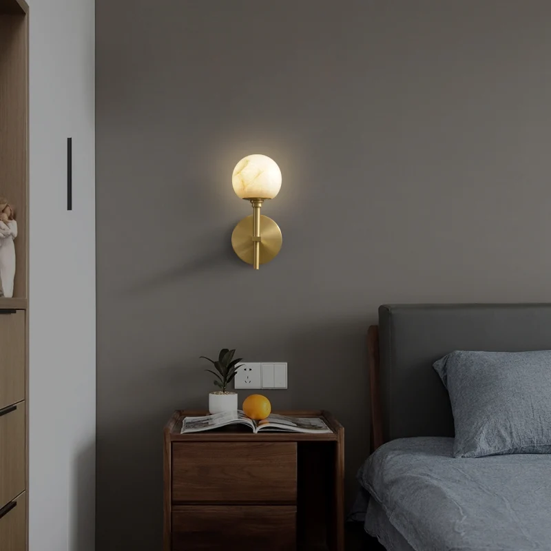 Современная прикроватная лампа из меди для отеля виллы гостиной фона настенная