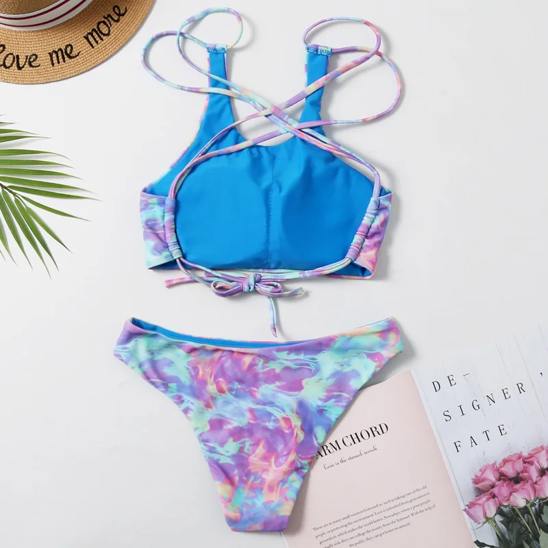 Новинка сексуальное бикини синее с рисунком Пейсли для женщин чашечками