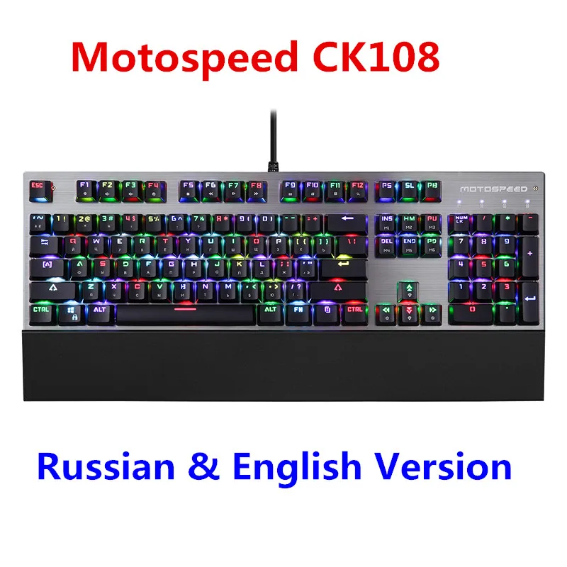 Motospeed CK108 механическая клавиатура Русский Английский 104 клавиш RGB синий переключатель игровой проводной светодиодный подсветка для геймеров ПК планшет Настольный