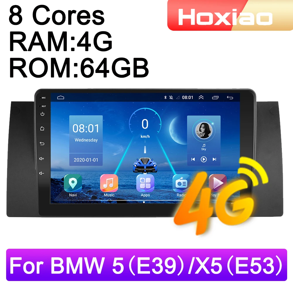 Автомагнитола 2 DIN 4G Android 9 мультимедийный видеоплеер для BMW 5 E39 E53 X5 1995 2001 2002 2003 2006 GPS