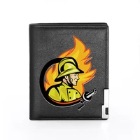 high quality great firefighter cover men women leather wallet billfold slim credit cardid holders inserts short purses