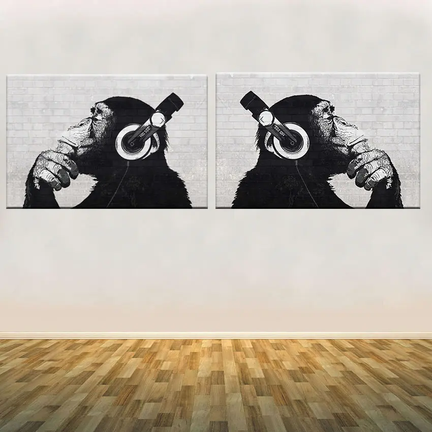 Большая животная обезьяна на холсте с принтом Современная забавная мышления