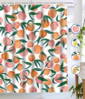 peach shower curtains allover fruits shower curtain cute bright colorful design waterproof fabric bathroom shower curtain pink