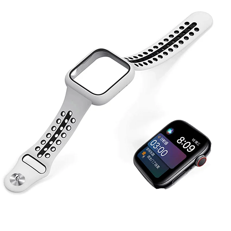 Чехол + ремешок для Apple watch band 44 мм 40 iWatch Силиконовый защитный чехол браслет часов 5
