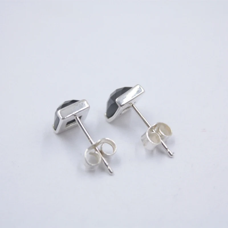 Pure 925 Sterling Silver Stud Earrings For Women with Natural Princess Onyx | Украшения и аксессуары