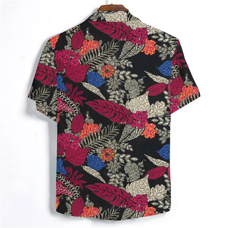 Популярная мужская летняя ретро блузка с цветочным принтом Повседневная тонкая