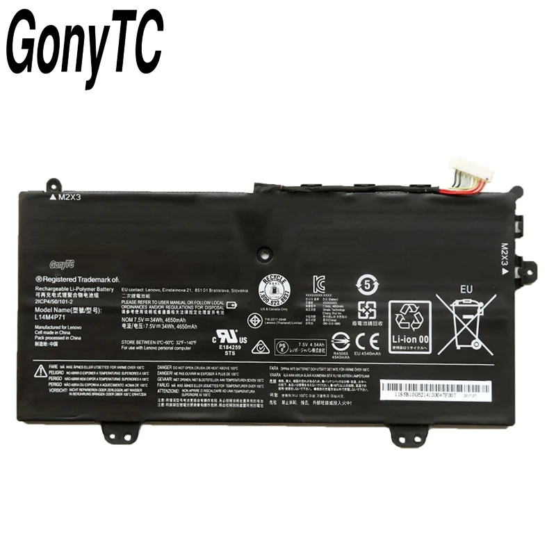 Оригинальный аккумулятор GONYTC L14M4P71 для ноутбука 7 6 В 34 Вт/ч L14L4P71 2ICP/49/100-2