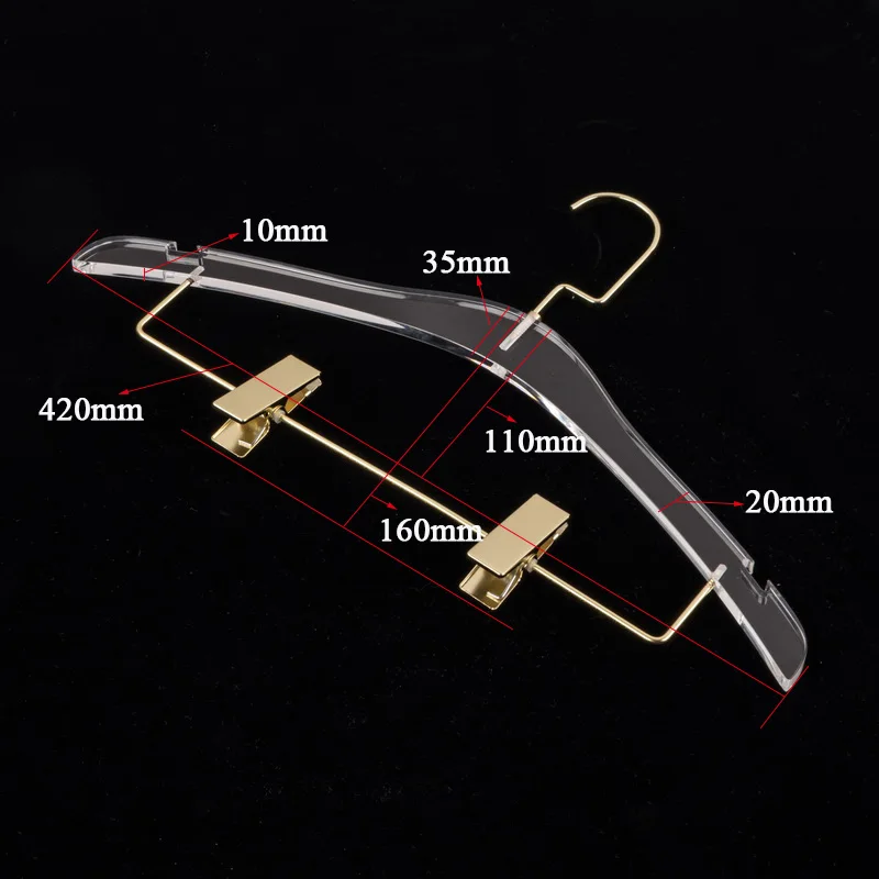 FD1042U with clips 10 штук вешалки Оригинальные заводские Горячие прямые продажи пластиковые прозрачные акриловые вешалки для хранения женской одежды - Цвет: FD1042U with clips