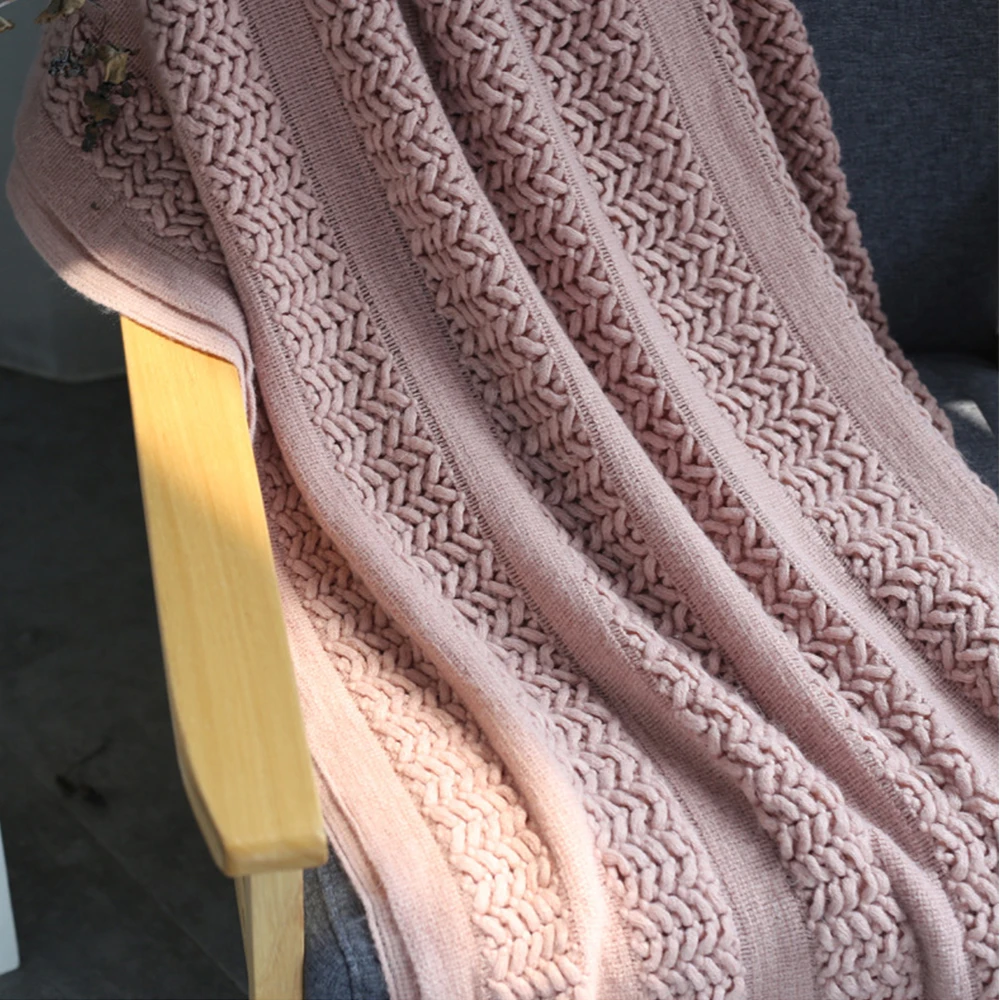 Нитяное одеяло полотенце мягкое теплое покрывало кондиционер с кисточкой для