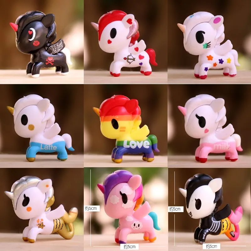 5 см мини Единорог ПВХ лошадь действие кукольные украшения аксессуары Радуга