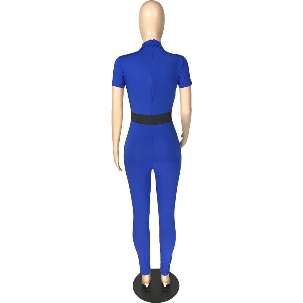 

Poker Card Spade Q Print Fitness Jumpsuit Women Turtleneck Short Sleeve Bodycon Overall Summer Stretchy One Piece Club Overall