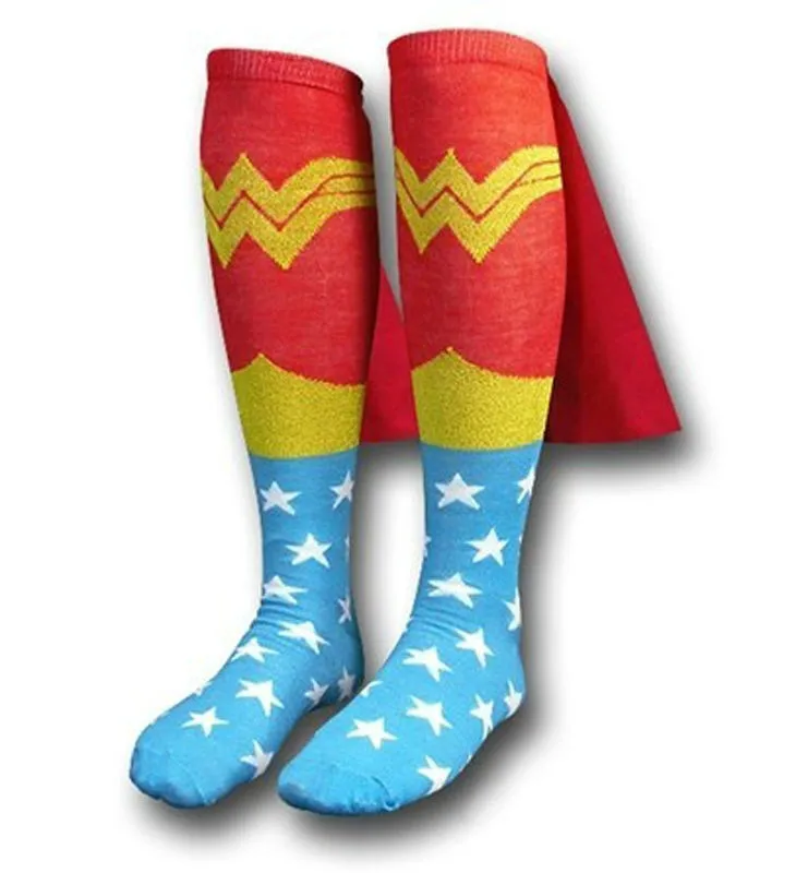 Чулки до колена Wonder Woman унисекс с вырезом лодочкой, блестящие чулки Супермена