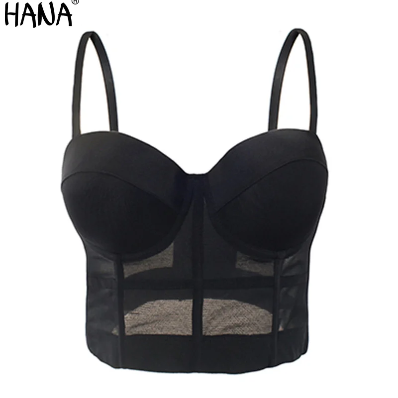 Размеры S M L XL модные сетчатый бюстгальтер пуш ап Bralet для женщин корсет бюстье