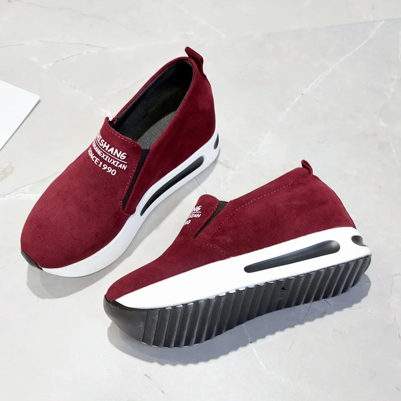 

2021 new slope heel women's shoes spring Korean version of the slope heel comfortable loafers increased casual shoeswomen shoes