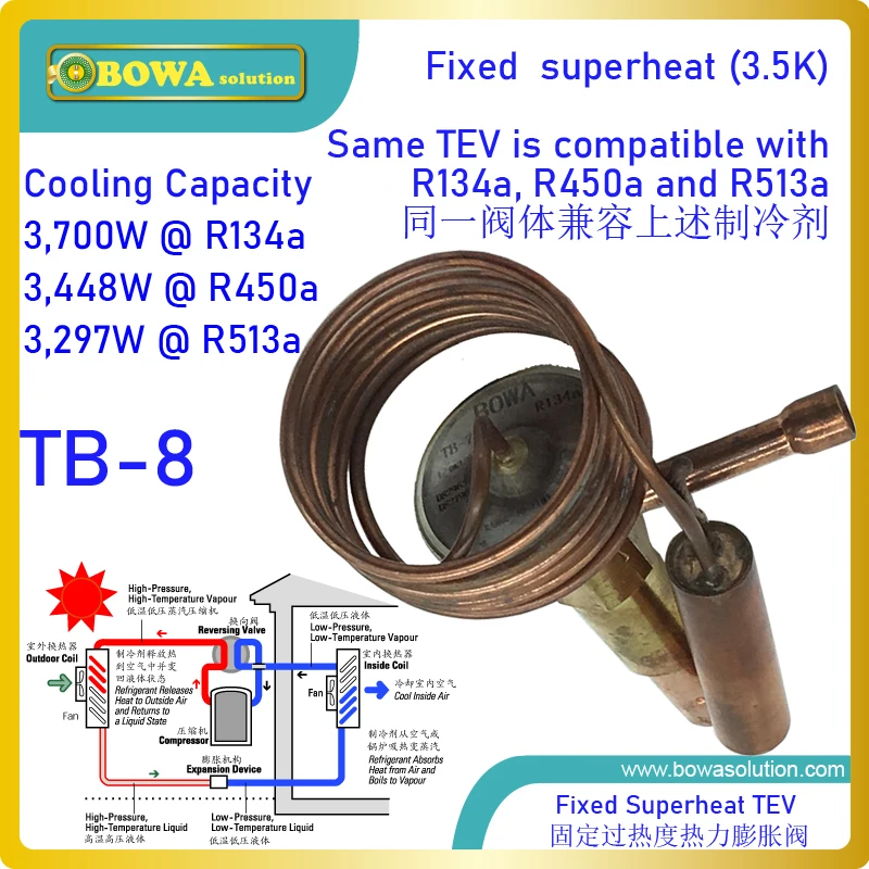 3 4 кВт R450a TEV с фиксированным сверхгревом регулирует впрыск жидкости хладагента в
