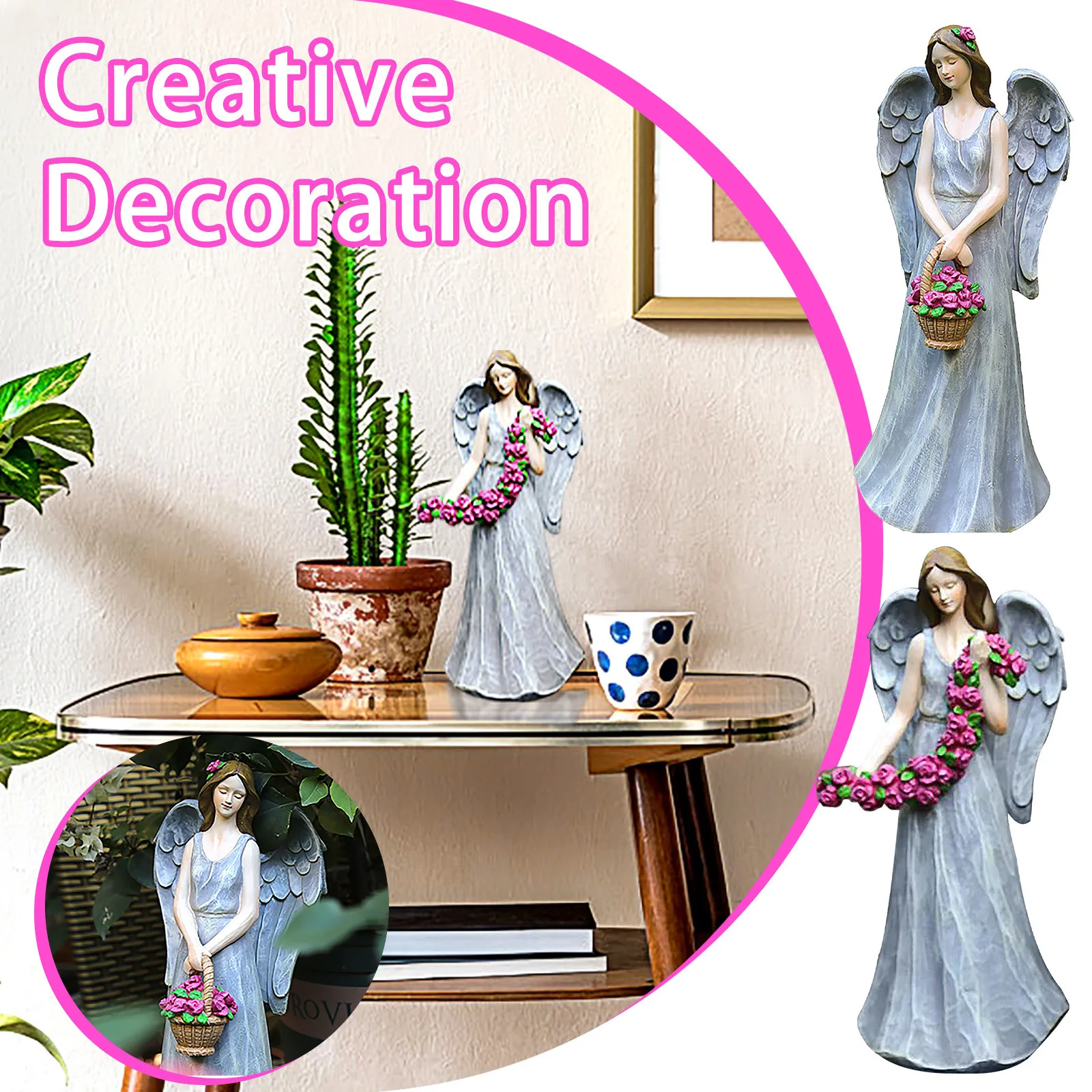 

1pc Angel Girl Statue Miniature Ornament Resin Sculpture Garden Courtyard Outdoor Home Ornament Decoration Resin Art Crafts