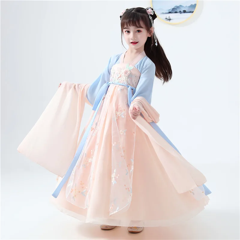 Костюм Тан ханьфу для девочек Новогодняя одежда китайский традиционный костюм