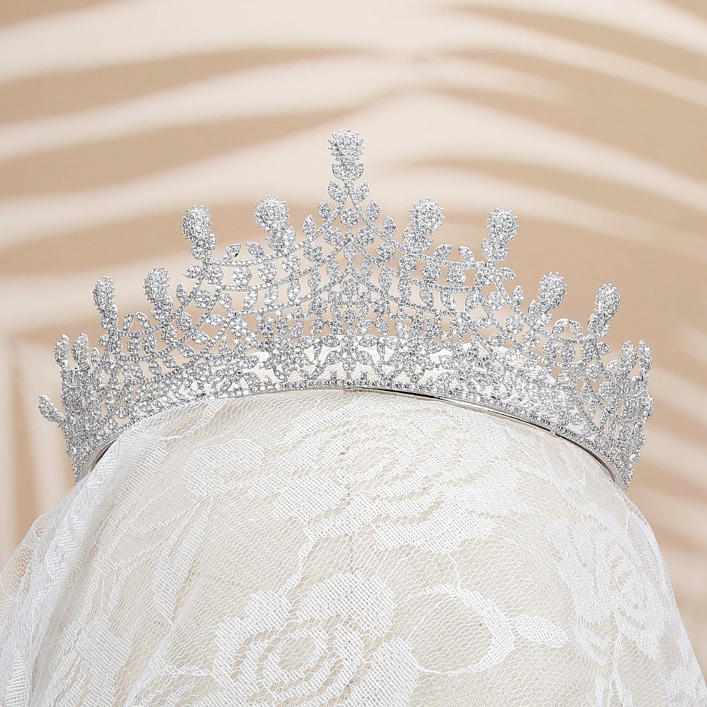 

Тирим искусственная свадебная корона украшения для волос свадебный головной убор женский барочный Цирконий кристалл тиары свадебвечерние...