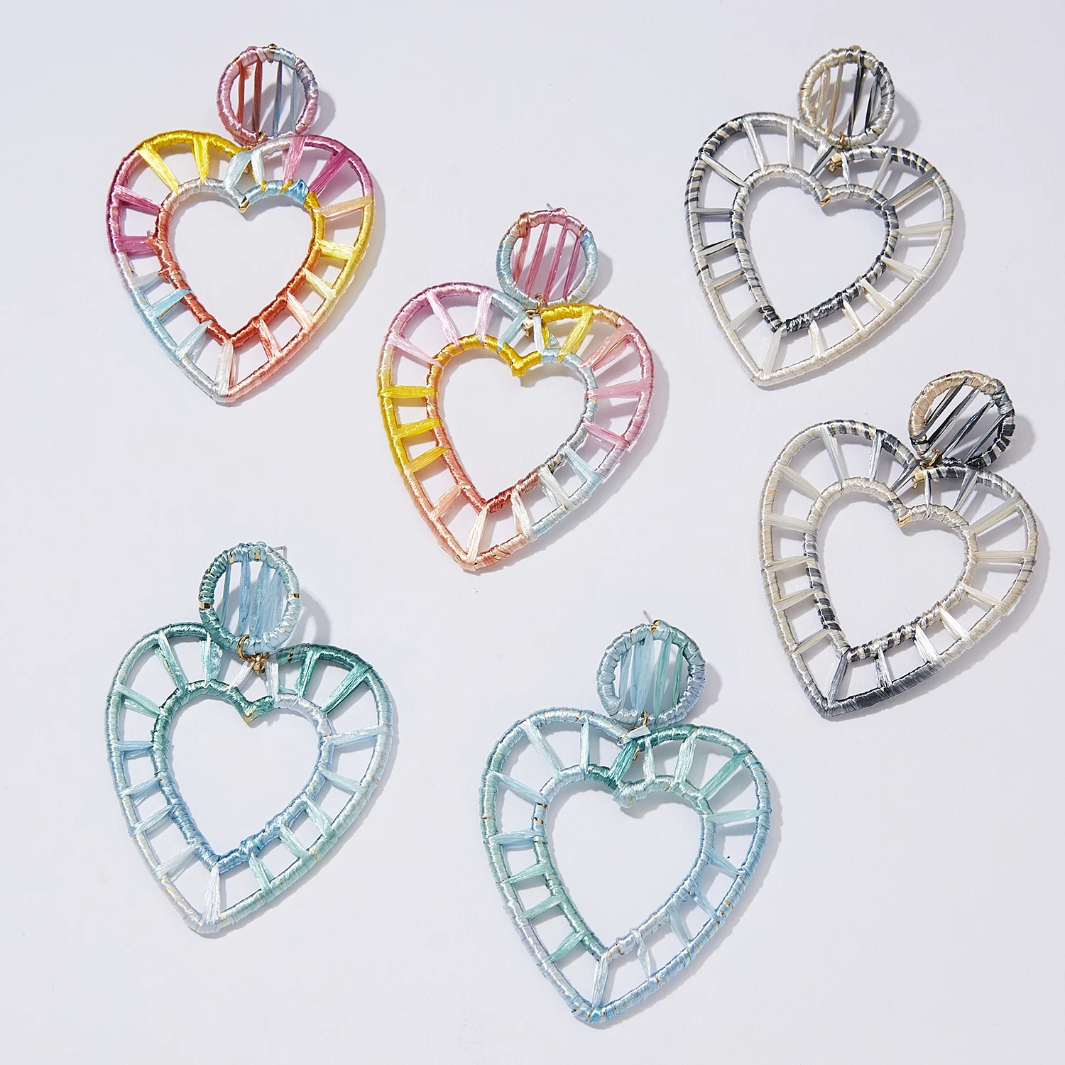 Популярные Модные ювелирные изделия радужные цветные Серьги рафия большие полые