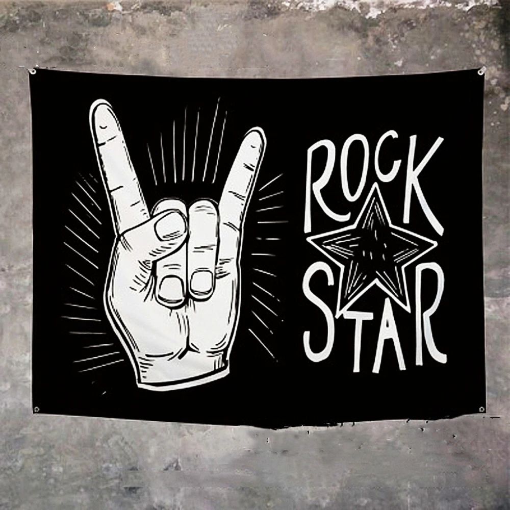 

Rock Music Theme Wall Hanging Hip Hop Reggae Signboard Flag Banner Stickers Canvas Painting Tapestry Wall Art Home Decoration F2