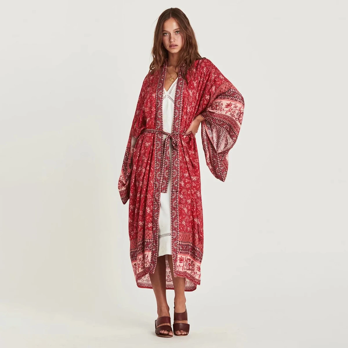 

Jastie Vintage Chic Beach Cardigan Jacket kimono Floral Print Boho Long Shirt Jacket Women Cardigans Tops chaquetas mujer 2019