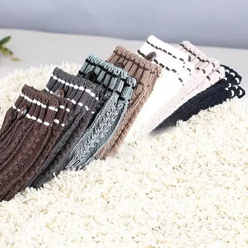 Женские зимние теплые вязаные меховые гетры с манжетами Носки для ботинок