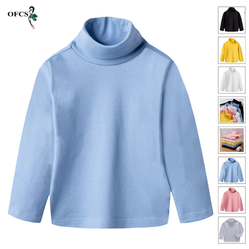 

Spring Child Hoodies Sweatshirts Boys Girls Kids Solid Cotton Knit Pullover Tops New Arrival Kids High Collar Warm Casual Shirts
