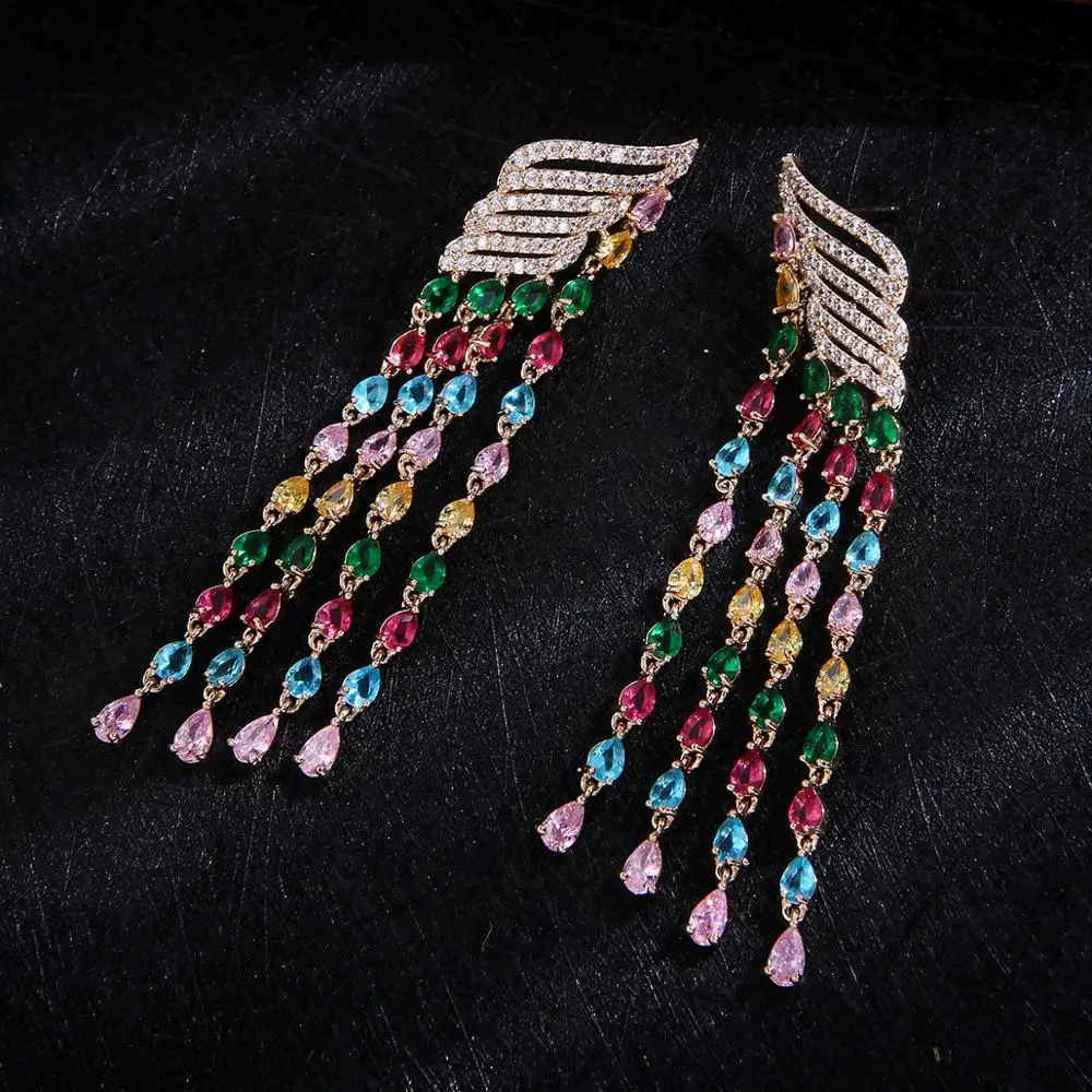 70 мм элегантный дождь Шторы кисточкой капли полный микро кубического циркония