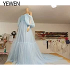 Футболка с короткими пышными рукавами вечернее платье с открытыми плечами длинное платье для беременных для фотосессии Yewen платье размера плюс