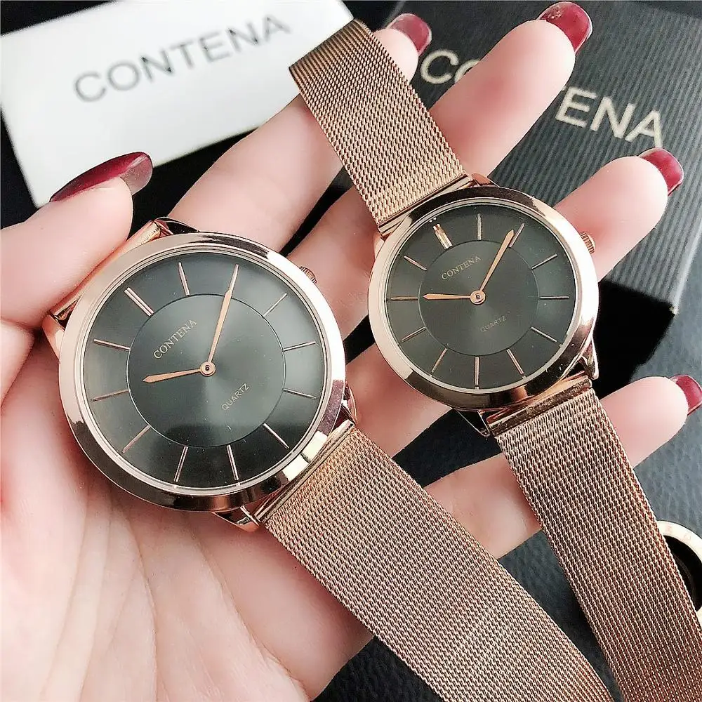 CONTENA набор часов для мужчин и женщин модные роскошные кварцевые часы розовое