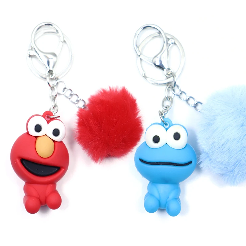 

Sesame Street ELMO and COOKIE MONSTER Keychain Cartoon Doll Plush Ball Pendants Key Rings Car Backpack Keyholder Key Buckle