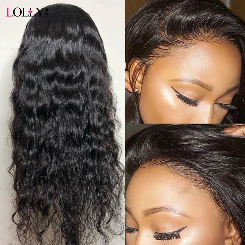 Lolly 4X4 синтетическое закрытие парик волна воды фронта шнурка человеческих волос