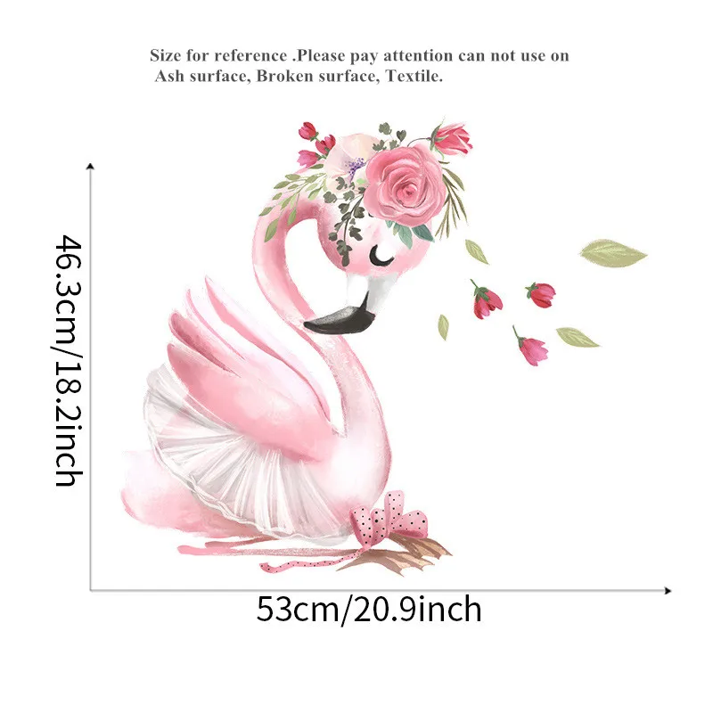 Красивые настенные наклейки в виде лебедя розового цвета для детской комнаты