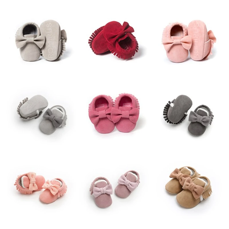 1 шт. Обувь для маленьких девочек Мокасины новорожденных Мягкая нескользящая