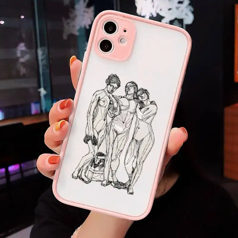 

Funny Abstract Women Face Line Phone Cases matte transparent For iphone 7 8 11 12 plus mini x xs xr pro max cover
