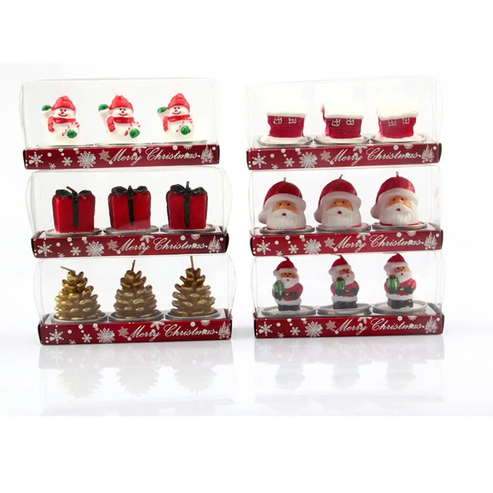 3 шт Рождественский Санта/Снеговик/дом/конус свеча чай светильник для декорации