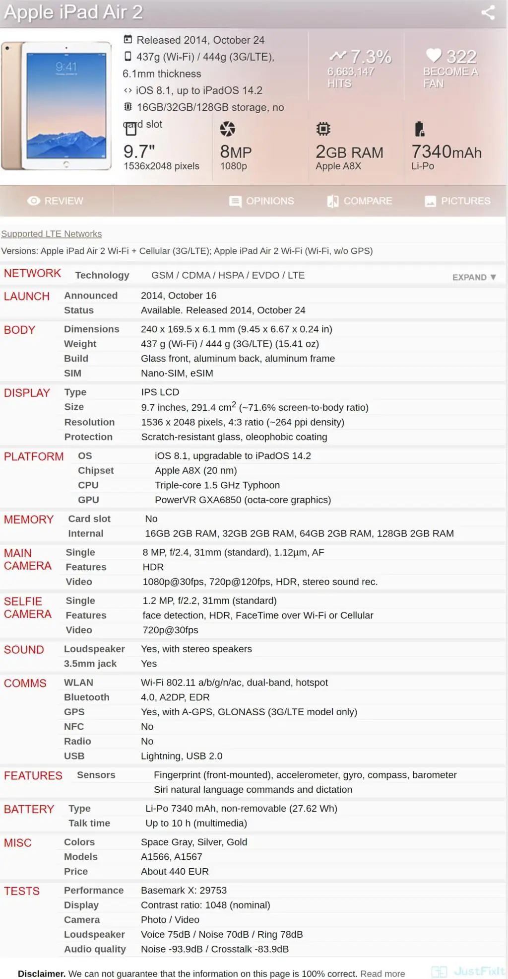 Original 80% New Used Apple iPad Air 2  IPad air 2014 Wi-Fi 9.7