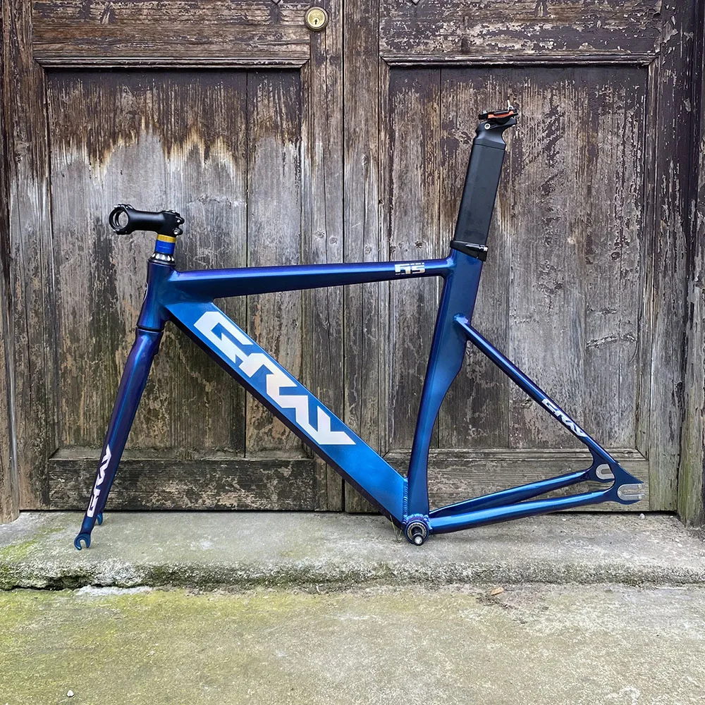 

GRAY Track bike frame fixie bike frame 48cm 52cm blue fixed gear bicycle frame include Aluminum alloy fork+stem+seatpost+BB