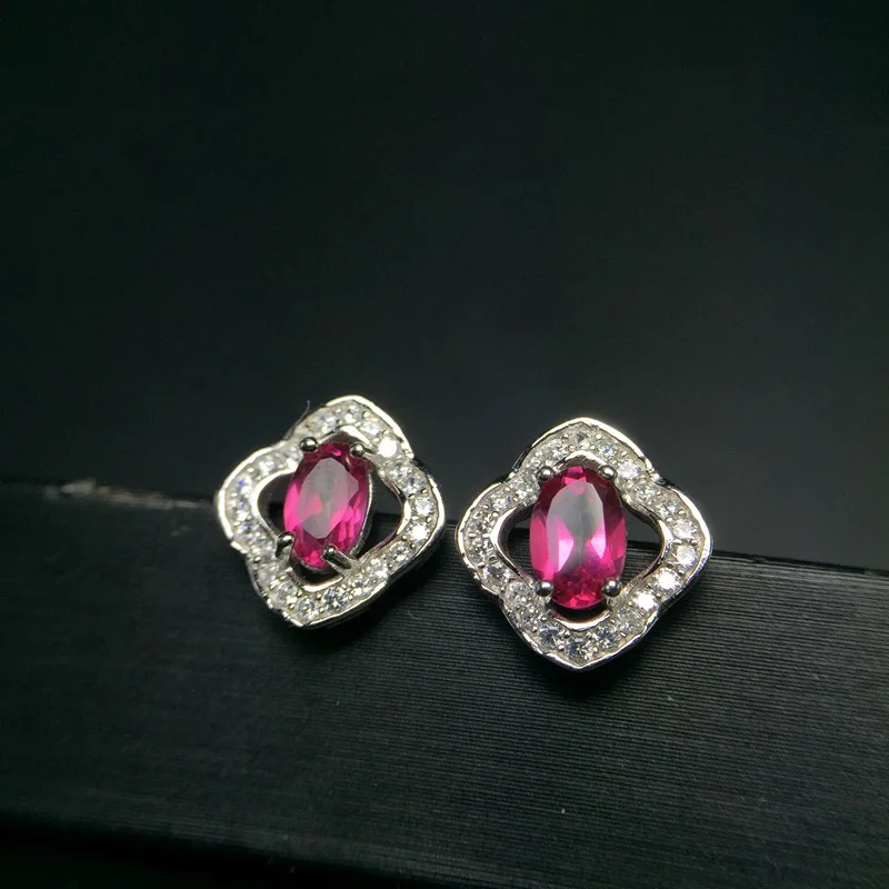 MeiBaPJ Natural Pink Topaz Flower Earrings Real 925 Silver Fine Charm Jewelry for Women | Украшения и аксессуары