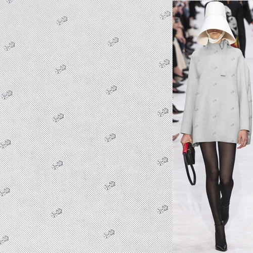 Мини узор в горошек на белом шелковом крепе из шелковой ткани SCDC1037|Ткань| |