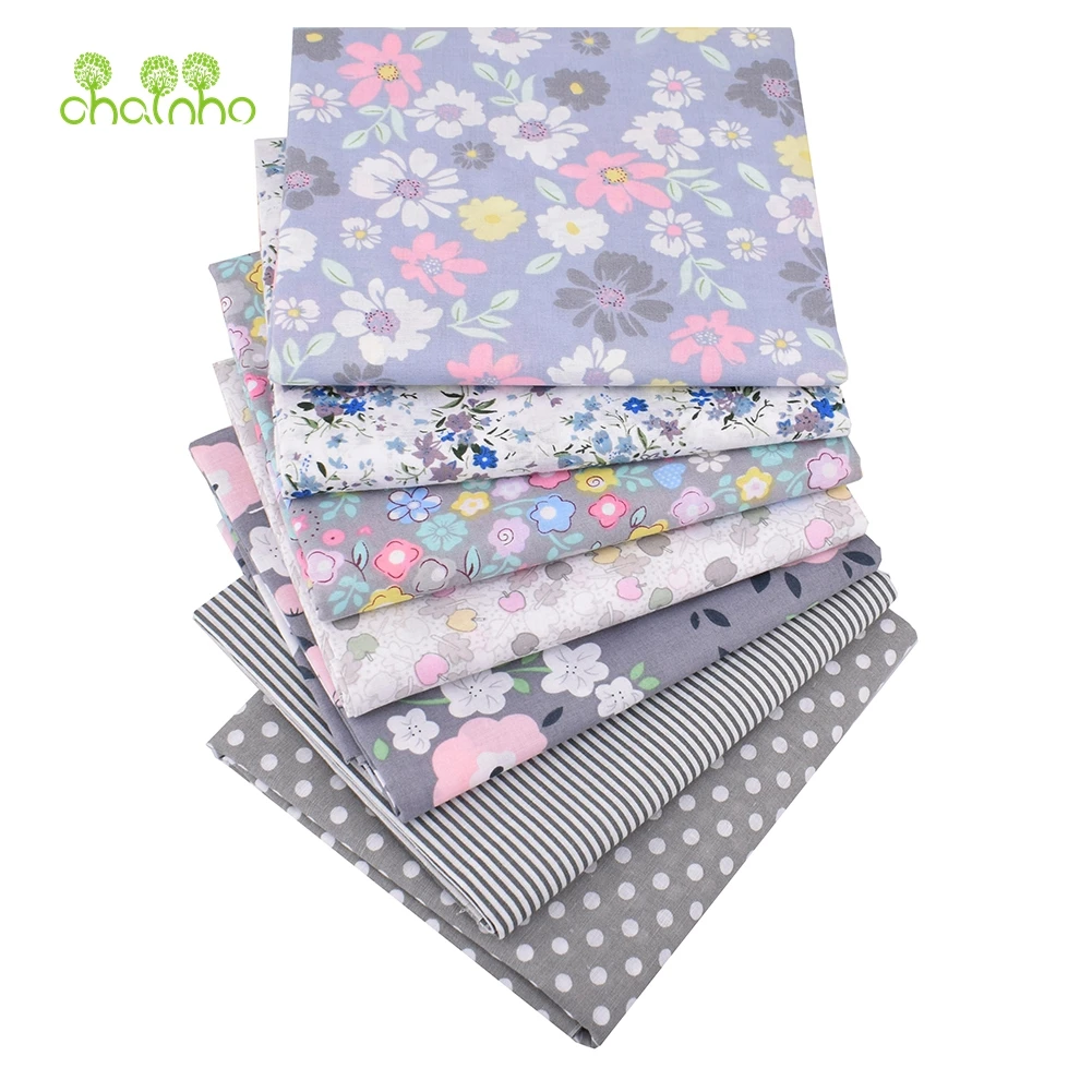 Chainho 7 шт./лот серая Цветочная хлопчатобумажная простая тонкая ткань Лоскутная