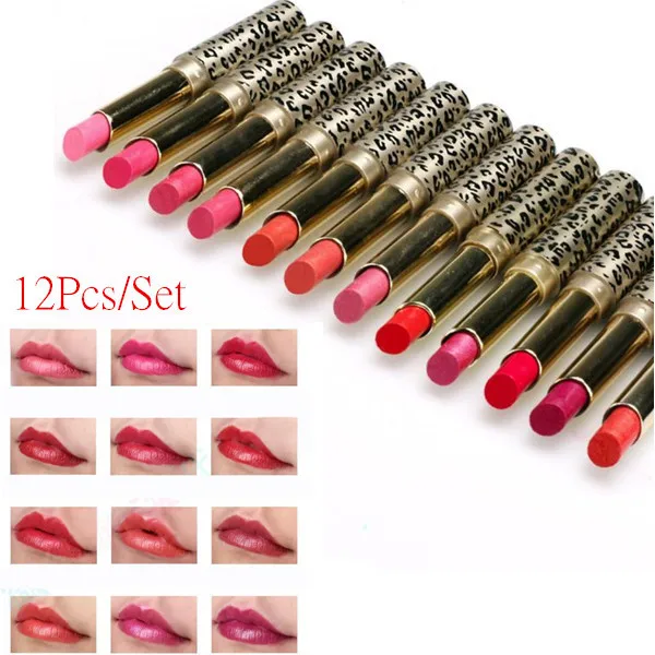 12 шт./лот Помады для губ пятна макияжа партия леопардовая Увлажняющая помада