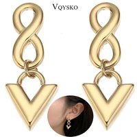 fashion v letter earrings for women valentine gift stainless steel bohemia geometry infinite eternal jewelry pendientes femme